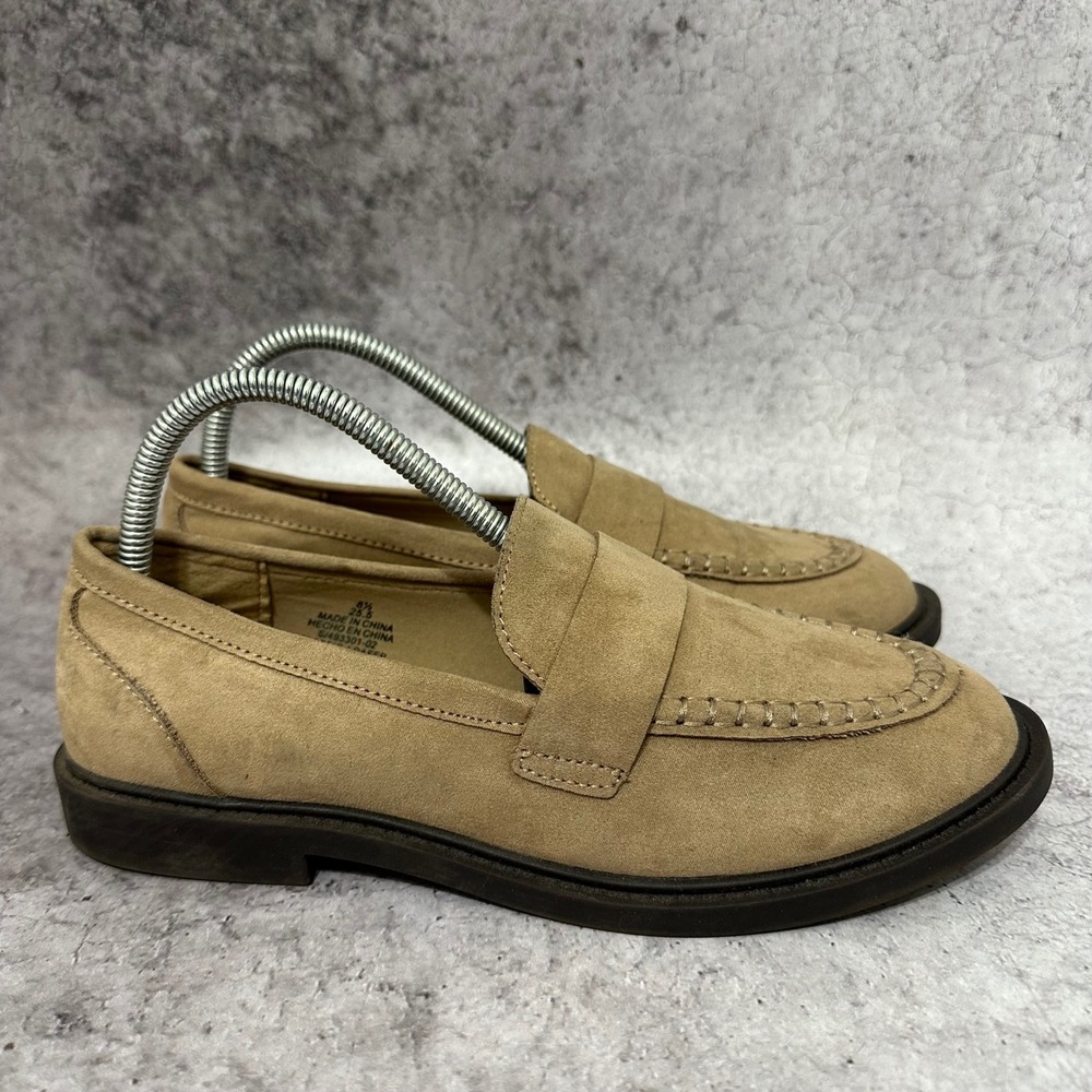 Old Navy Classic Loafer Womens 8.5 Taupe‎ Suede Slip On Penny Moccasin Stitch